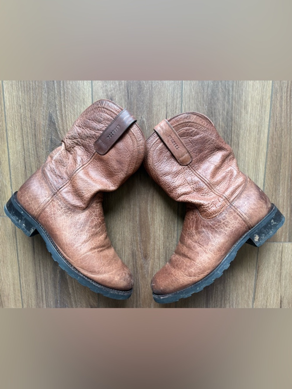 TECOVAS The Stockton Sz 10.5 D Ranch Roper Leather VIBRAM Men Bison